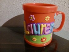 Name: LAUREN - NEW Personalized Childs Kids Mug Cup Plastic 3D John Hinde