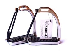 AMIDALE PEACOCK STIRRUPS HORSE RIDING SAFETY IRON FILLIS S/S  SILVER COLOUR BNWT