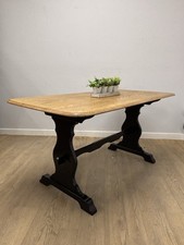 Vintage Black Painted Trestle Table – 5ft Wooden Farmhouse Dining Table