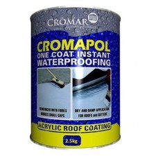CROMAPOL Emergency Roof Repair Acrylic Roof Coating 2.5 KG GREY Waterproofing
