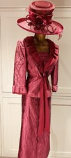 Luis Civit  Collection UK 10/12 Raspberry Silk Textured Bodice, Skirt  & Jacket