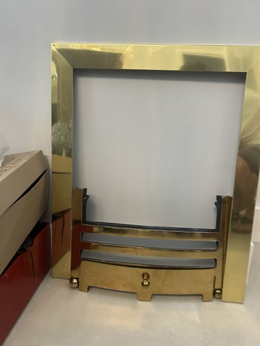 Polished brass gas fire - fire, &