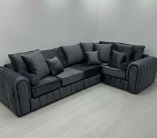 Lilly Black L Shape Sofa Full