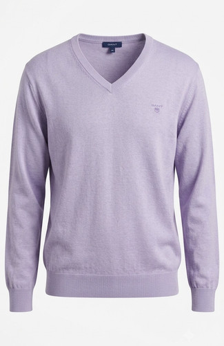 Gant men purple neck knit - purple, v-neck