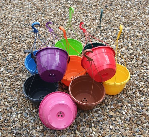 27cm coloured hanging baskets - coloured,
