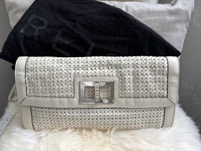 Reiss Faye ivory leather weave