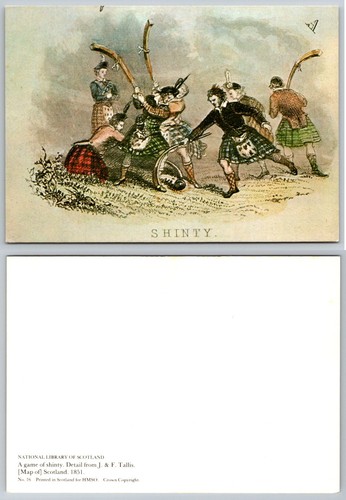 Vintage shinty game postcard - shinty,