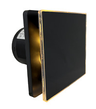 HOKURO LED Black Glass Square Bathroom Extractor Fan 4" Timer & Humidity Sensor
