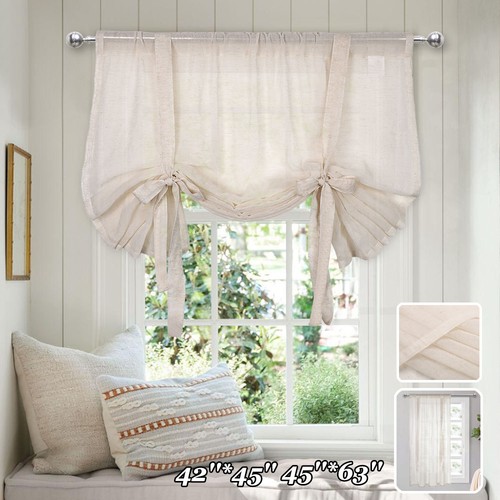 Tie linen curtains - curtains, sheer