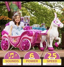🩵 Disney Princess Royal Horse & Carriage Ride-On 6V Battery Powered Kids Car
