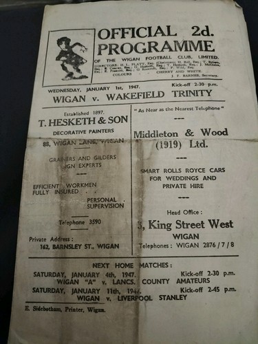 Vintage rugby league - rugby, programme