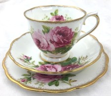 Royal Albert American Beauty Teacup Saucer Bread & Butter Plate Trio England