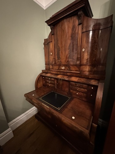 Antique oak bureau desk roll - desk,