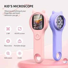 Portable Digital Microscope For Kids -8 LED Light 2.0 HD Screen Magnifier Pink