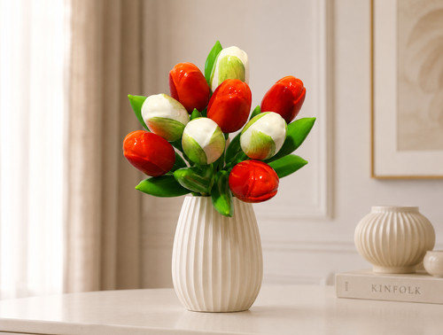 Wooden tulips bouquet - , orange