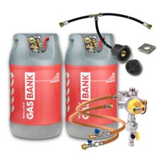 GasBank Duo Set of 2 x 11kg Light Refillable Gas Bottles Kit Composite
