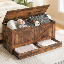 HOOBRO Storage Chest Wooden Storage Bench Blanket Storage Box Toy Chest Trunk 