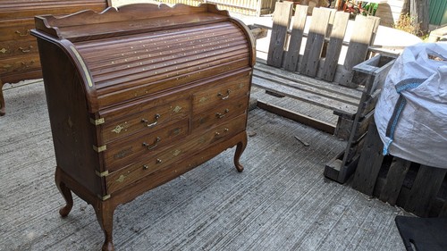 Inlaid rosewood roll - , desk
