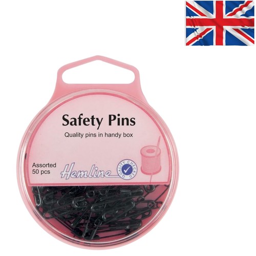 Stylish black safety pins - black,