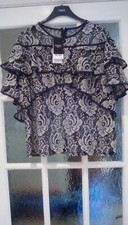 BNWT Next Lace black/white ruffle top size 18