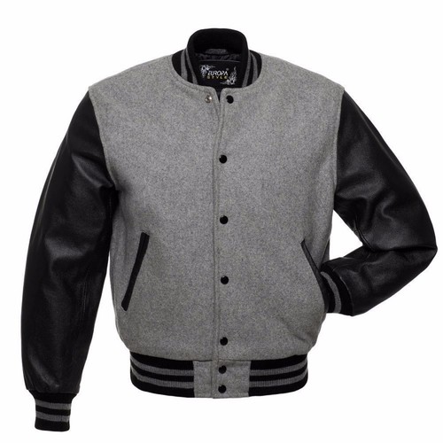 Grey black varsity letterman - grey/black,