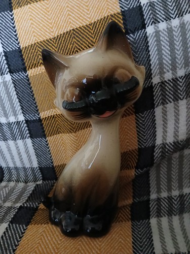 Vintage porcelain siamese cat - porcelain,