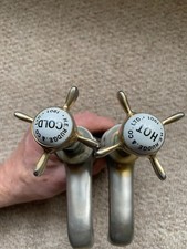 reclaimed Vintage Metal Taps Sink Basin Porcelain Caps Old