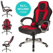 RayGar Office Chair Deluxe Padded Gaming Racing Swivel Seat - Red