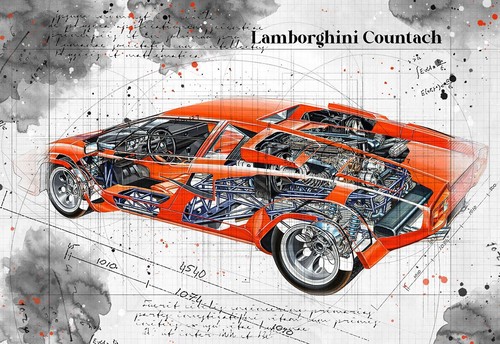 Line tech drawing - tech, lamborghini