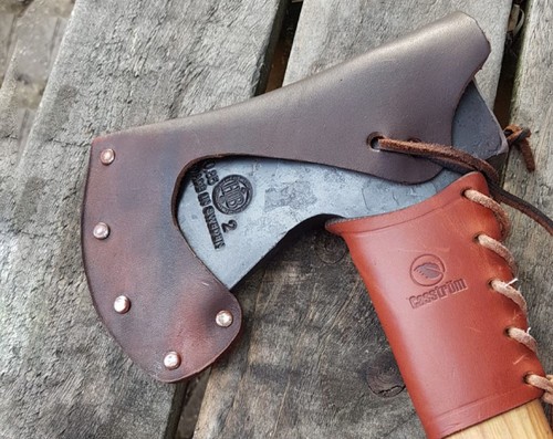 Leather axe head - axe, sheath