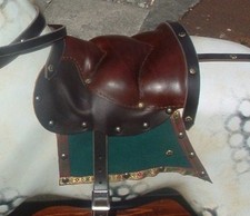 BEST Quality Rocking Horse Leather Nail on trad. Saddle with Stirrups - S, M, L 