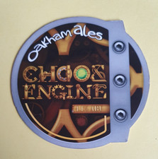 OAKHAM brewery CHAOS ENGINE beer real ale pump clip badge front Cambridgeshire