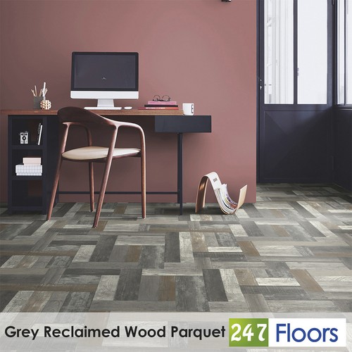 Grey reclaimed wood parquet - grey,