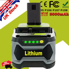 18V 8.0Ah Replacement For Ryobi One+ Plus P108 BPP-1815 BPP-1817 P107 Battery UK