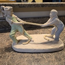Austin Sculpture Rare Colored Tug of War Signed Heath 1995 Retired Girl and Boy