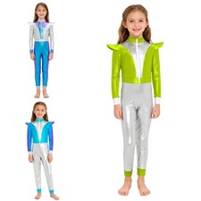 Kids Girls Bodysuit Robot Dancewear Cutie Costume Galaxy Outer Space Alien