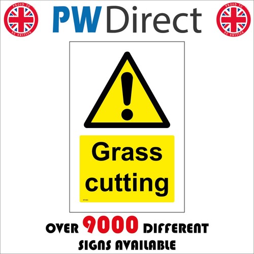 Sign grass cutting caution - sign,