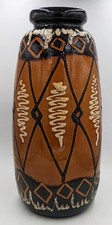 WEST GERMAN VINTAGE FAT LAVA SCHEURICH KERAMIK ORANGE POTTERY FLOOR VASE c1960's