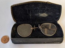 Antique 1920s Pince Nez Pinch Nose Glasses Spectacles with Case Frames Only N1