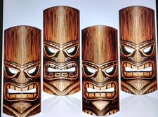 4 RETRO TIKI MASKS  2D(flat)