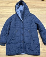 Cotton Traders Navy Blue Quilted Padded Hooded Coat Jacket - Size UK 18 / EU 46