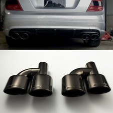 Pair Fits For Benz Exhaust Tips W212 E350 E400 C63 C300 C350 W204 Black Logo tip