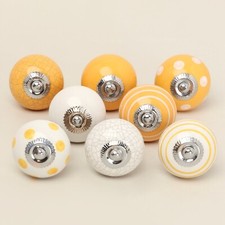 8 x Yellow & White Ceramic