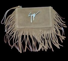 GIUSEPPE ZANOTTI DESIGN Suede Frange Borsa Pelle Scamosciata COME NUOVA RRP795
