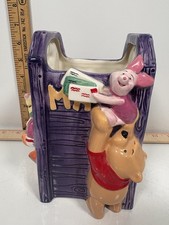 Disney Winnie the Pooh Mailbox Ceramic Planter Vase Tigger Piglet Home Decor