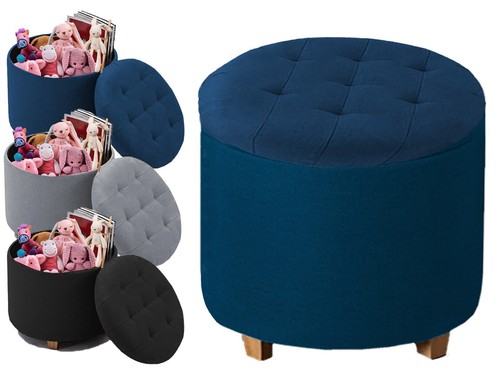 Round linen storage ottoman - round,