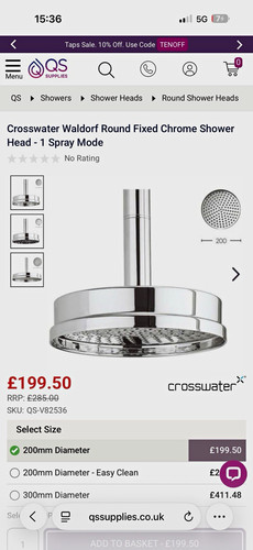 Crosswater waldorf 200mm round - crosswater,
