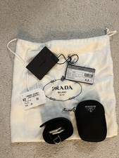 Black Prada belt with utility pouch 85cm