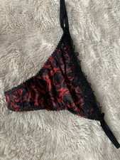 Ladies black satin G-string