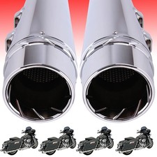 DNA 4" Chrome Megaphone Slip-On Mufflers Exhaust Pipes For 95-16 Harley Touring